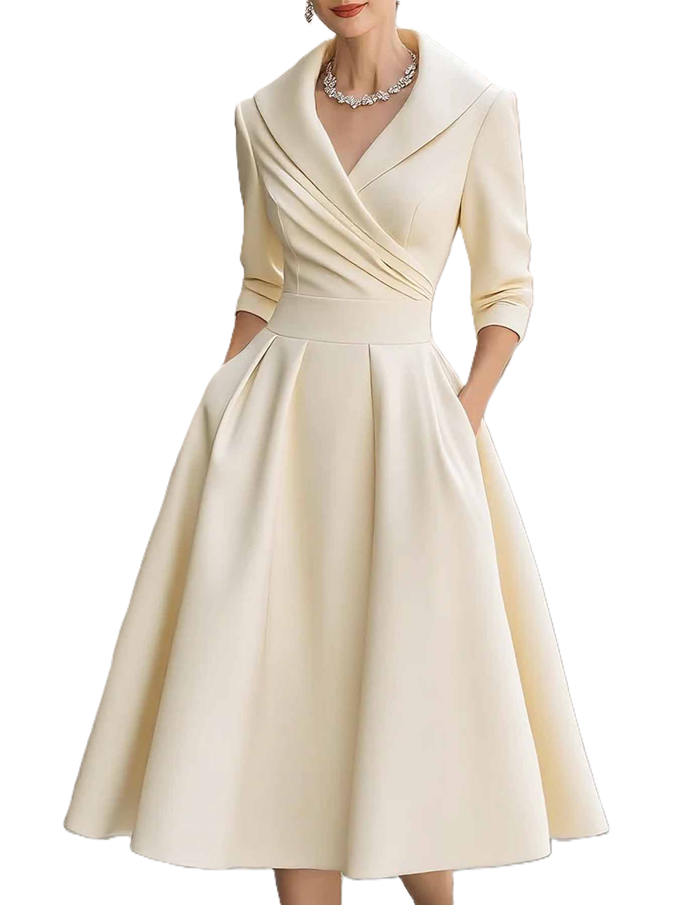 Satin Wrap Midi Dress— Refined Fit