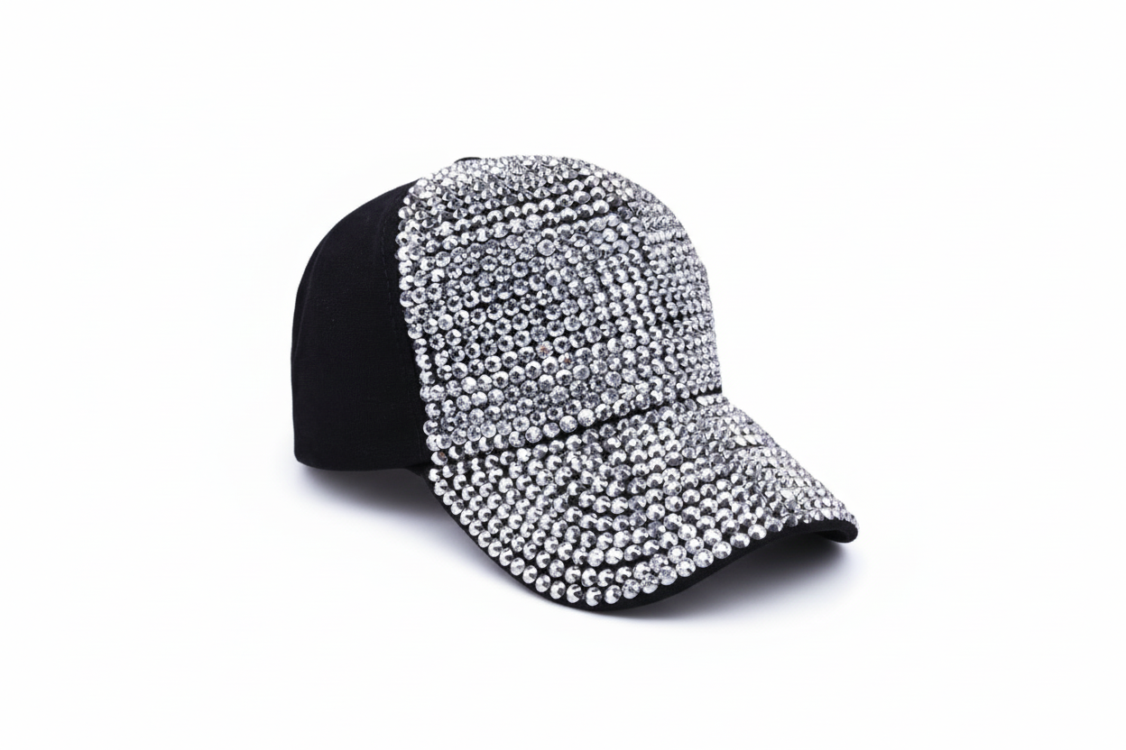 Colorful diamond-studded baseball cap