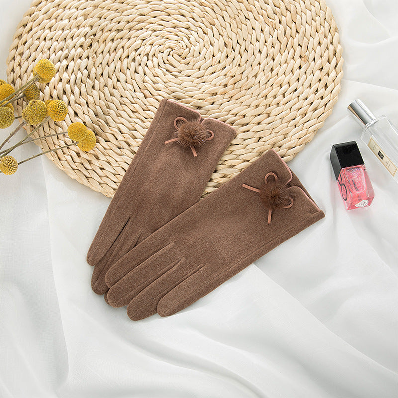 Ladies Warm Gloves Cute Fleece Touch Screen