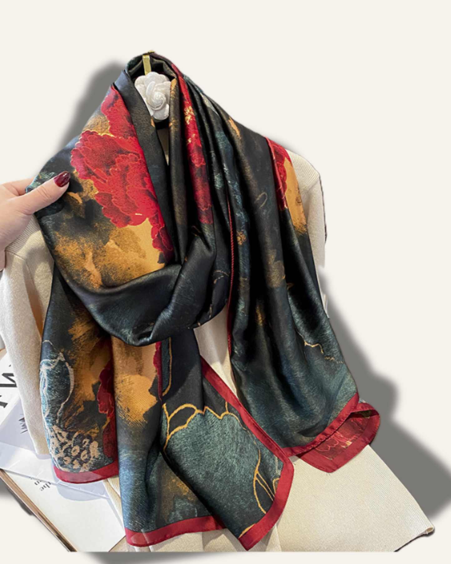 Ethereal Rose Scarf — Lightweight Silk-Feel Wrap