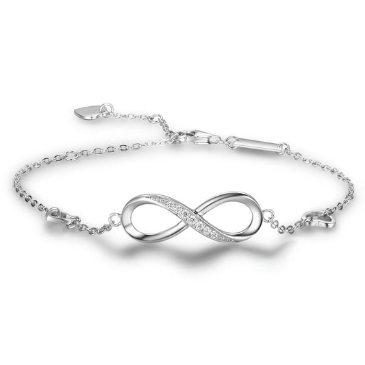 Infinite Love 925 Sterling Silver Adjustable Bracelet