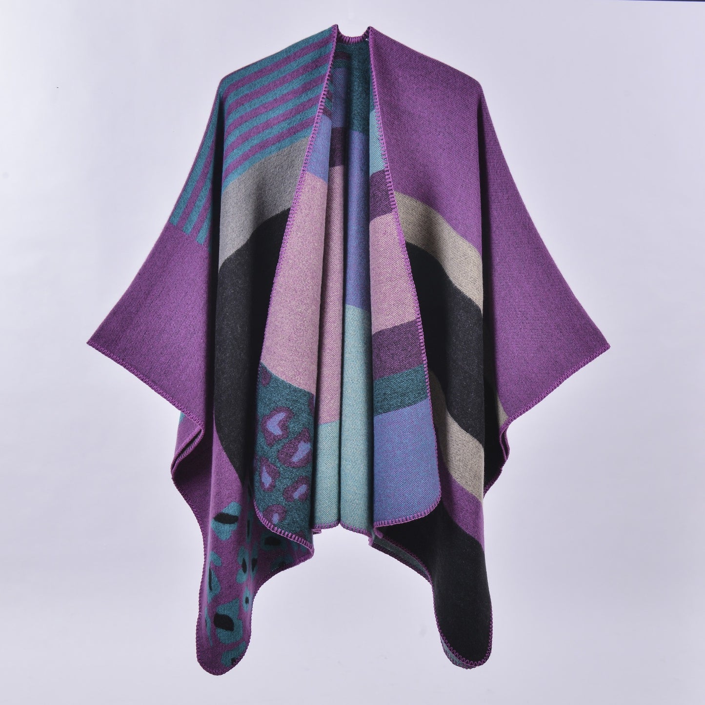 Women's Winter Plaid Scarf – Oversized Imitation Cashmere Shawl Cloak, Multi-Style Wrap