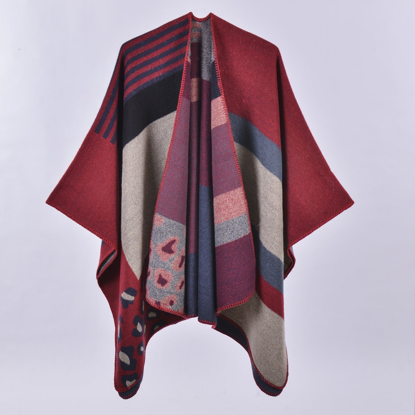 Women's Winter Plaid Scarf – Oversized Imitation Cashmere Shawl Cloak, Multi-Style Wrap