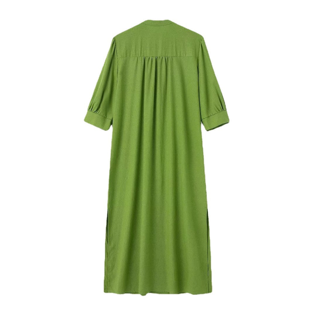 Cotton Hemp Midi Dress with Bow Detail – Effortless Spring and Summer Elegance