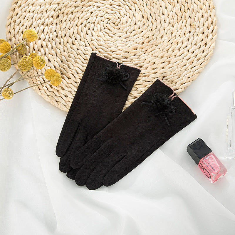 Ladies Warm Gloves Cute Fleece Touch Screen