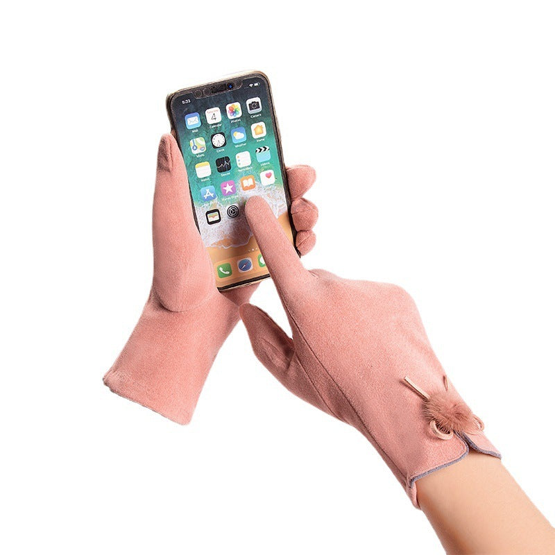 Ladies Warm Gloves Cute Fleece Touch Screen