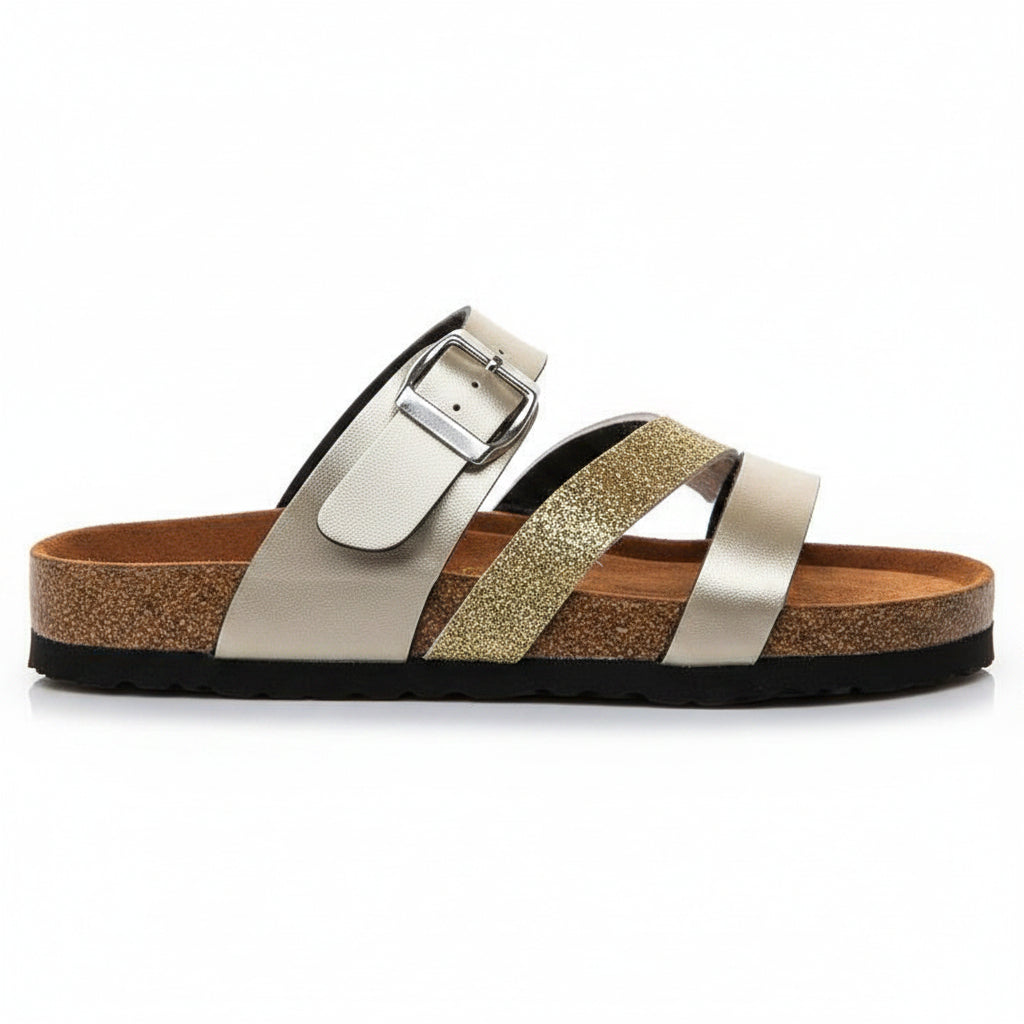 Strap Sandals – Metallic Detail Summer Slides