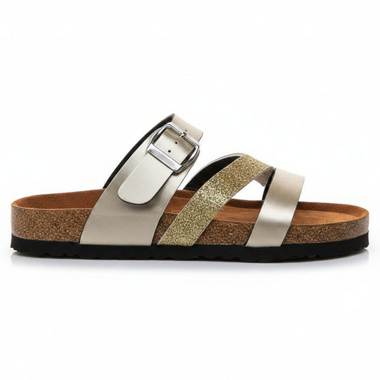 Strap Sandals – Metallic Detail Summer Slides