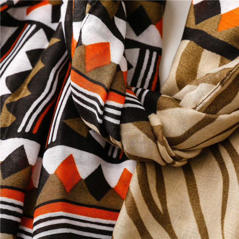 Foreign Trade Retro Ethnic Style Cotton and Linen Silk Scarf – Long and Lengthened Design for All Seasons