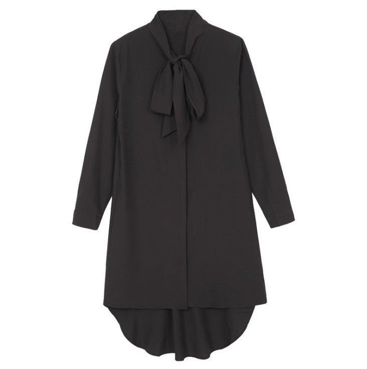 Tie-Neck Longline Chiffon Blouse