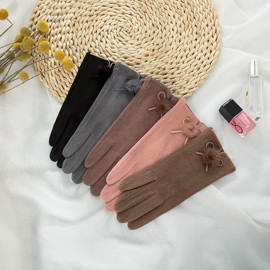 Ladies Warm Gloves Cute Fleece Touch Screen