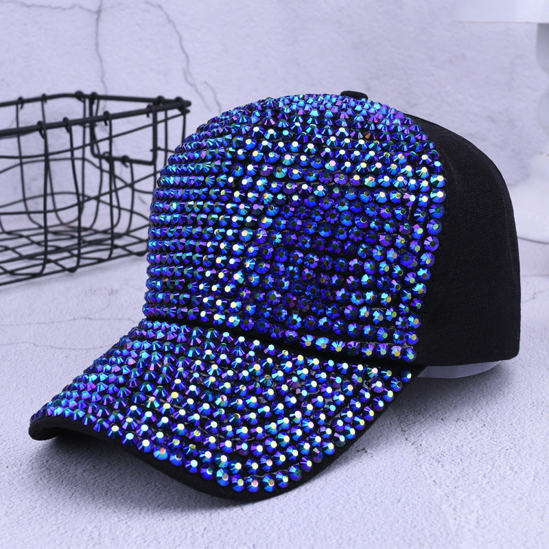 Colorful diamond-studded baseball cap