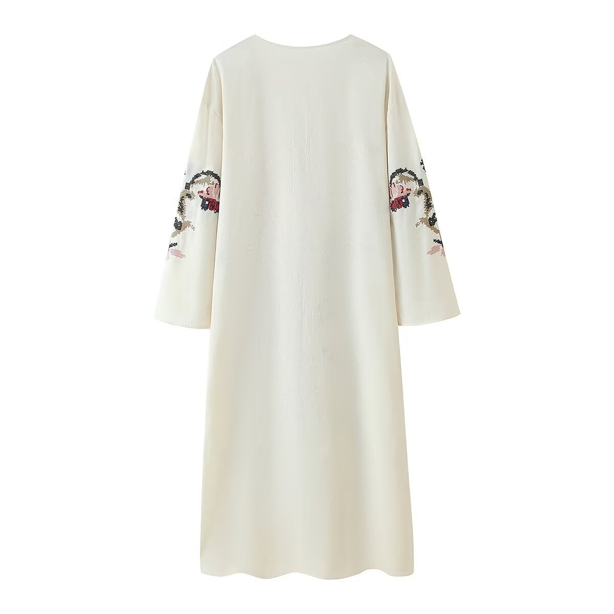 Floral Embroidery Maxi Dress in Ivory