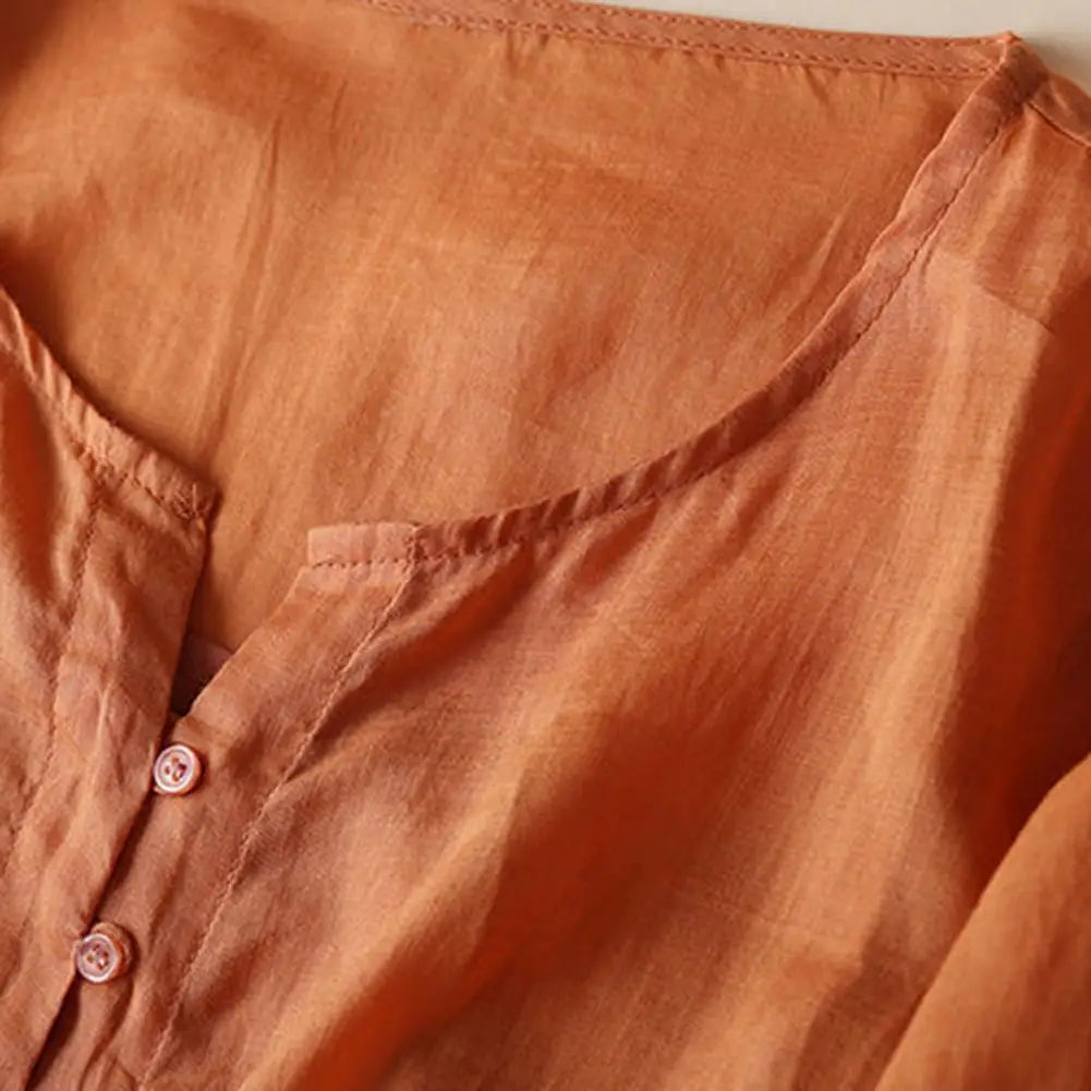 Spring Summer Women’s Dress – Ethnic Style Embroidery, Round Neck, Long Sleeve, A-Line Midi Dress, Loose Fit High Waist Double Layers