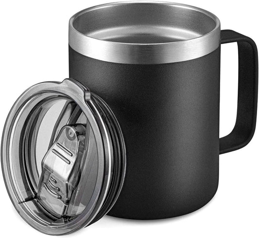 Stainless Steel Insulated Coffee Mug Tumbler with Handle, 12 oz 360ml with Lid for Hot & Cold Drinks