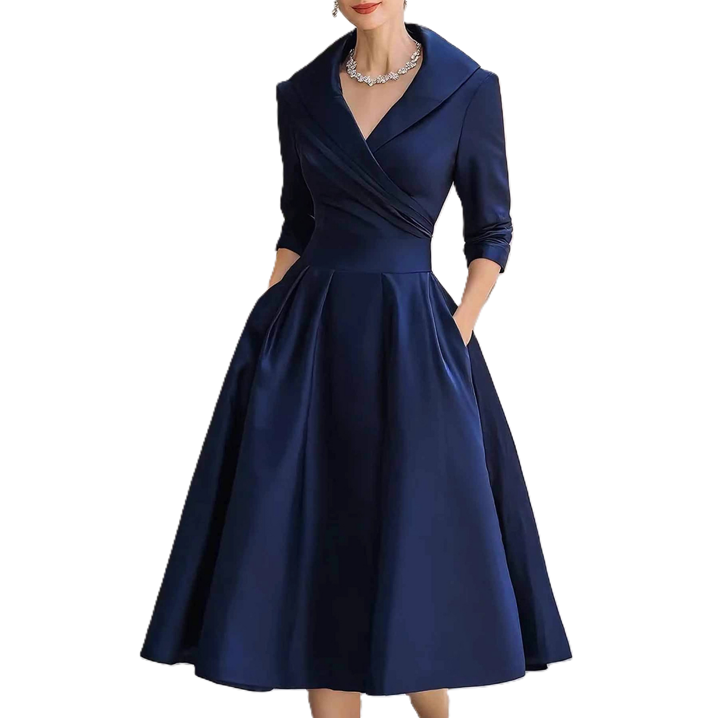 Satin Wrap Midi Dress— Refined Fit