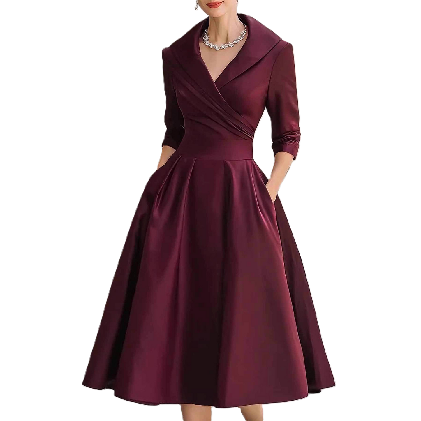 Satin Wrap Midi Dress— Refined Fit