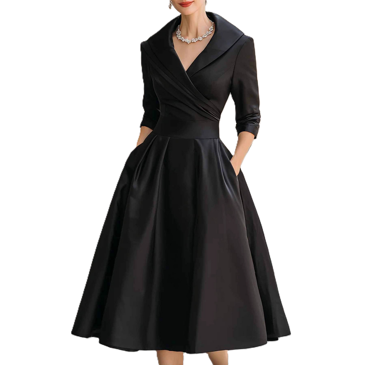 Satin Wrap Midi Dress— Refined Fit