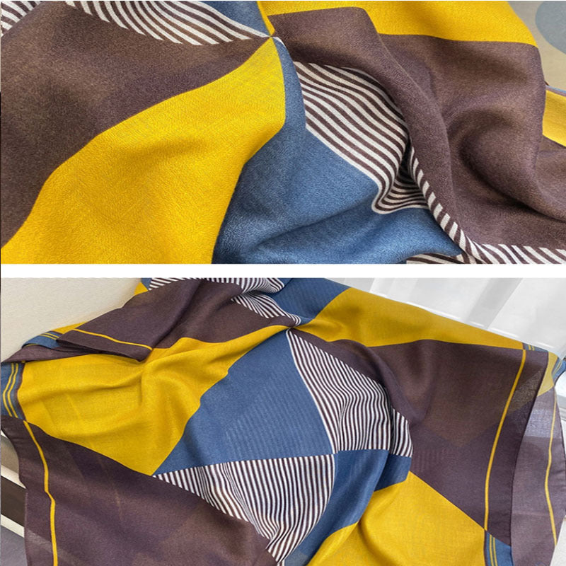 Fashionable Women's Geometric Print Silk Scarf - Soft, Breathable fabric for All Seasons