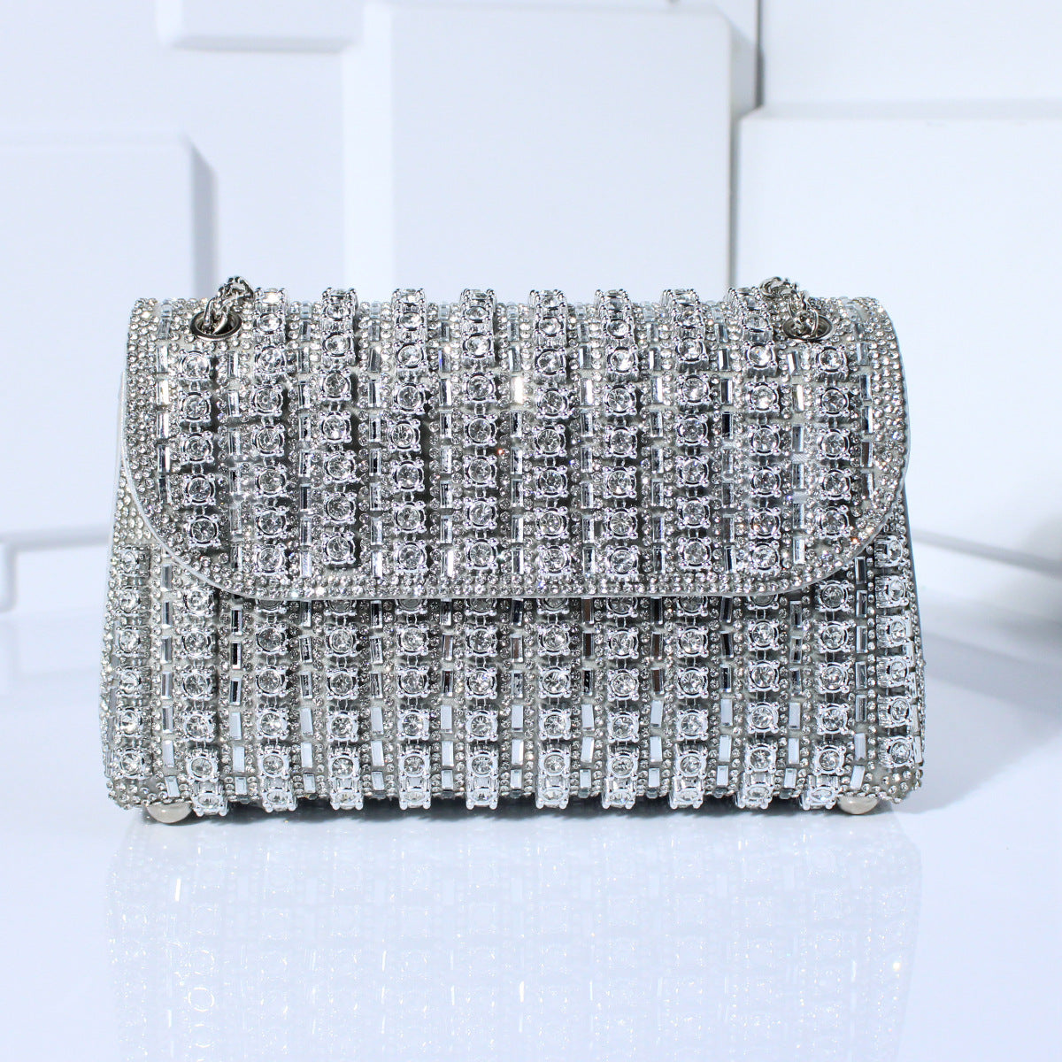Fashion Diamond-Embellished Crossbody Dinner Bag – Elegant PU Leather Handbag, Multiple Colors